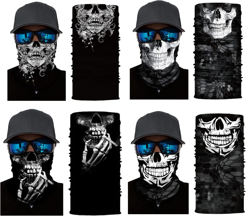WYSUMMER 8PCS Scarves Bandanas Face Tube Black Headband, Motorcycle Multi Function Headwear Hat Scarf Neck Warmer Balaclava - Image 4